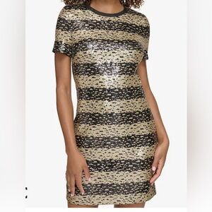Karl Lagerfeld Paris Women’s Sequined Dress - Black & Gold Size 14
